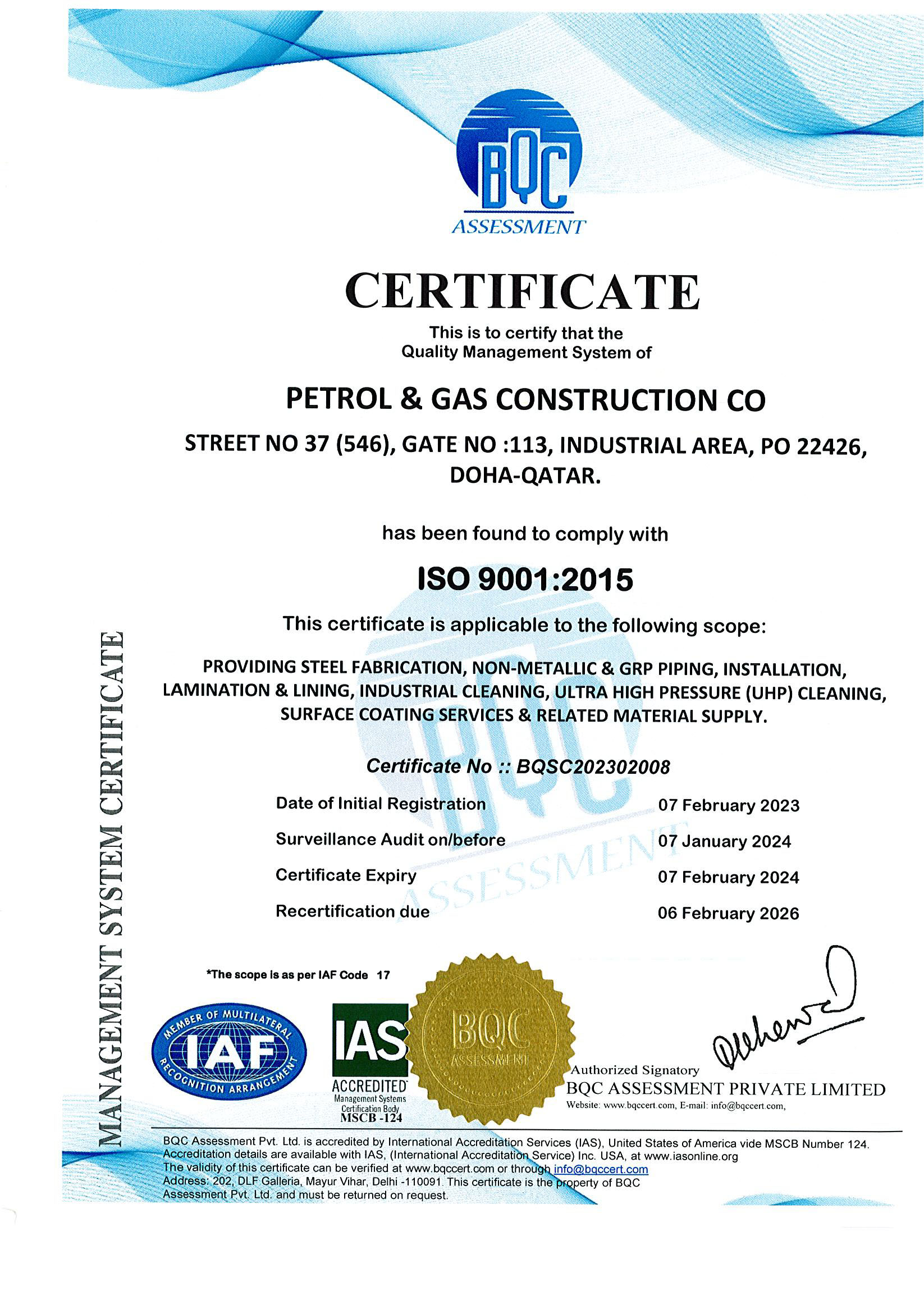 ISO 9001:2015 Certificate